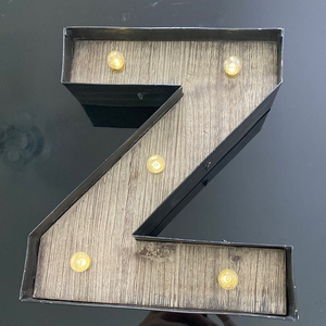 Light Letter 'Z'‎ LED Black Metal Sign 8”Battery Operated